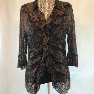 2 Piece Black and Brown lacy blouse